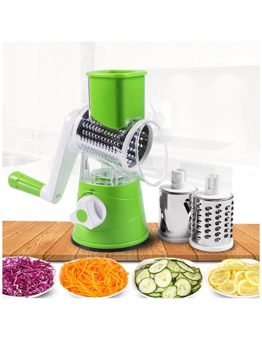 Manual 3‑in‑1 Vegetable Cutter & Drum Grater |Round Slicer| Multifunctional Kitchen Gadget